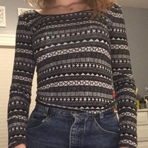 Long sleeve aztec top